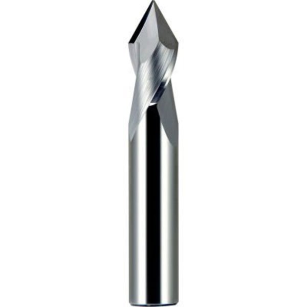 Melin Tool Co 3/16" Dia., 3/16" Shank, 5/8" LOC, 2" OAL, 2 Flute 60° Solid Carbide Drill Mill, TiCN AMG-606-DP60-TiCN